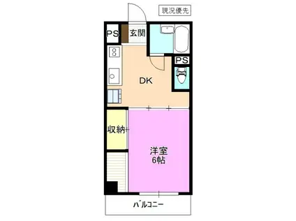 コーポBELL(1DK/6階)の間取り写真