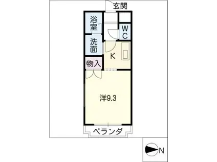 エール白須賀(1K/3階)の間取り写真
