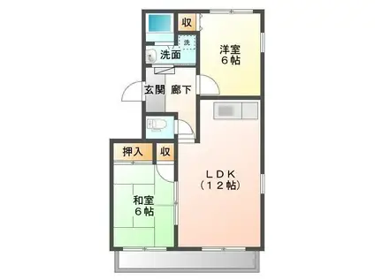 サンハイツ小森野C棟(2LDK/2階)の間取り写真