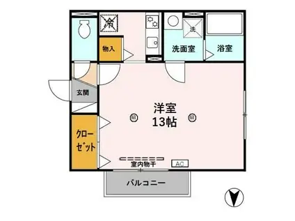 セレッサ花堂A棟(ワンルーム/2階)の間取り写真