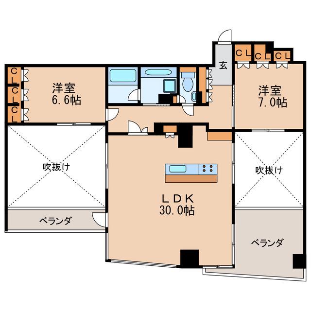 LASANTE葵(2LDK/13階)の間取り写真
