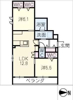 GRANDE LUCE KURUMAMICHI(2LDK/2階)の間取り写真