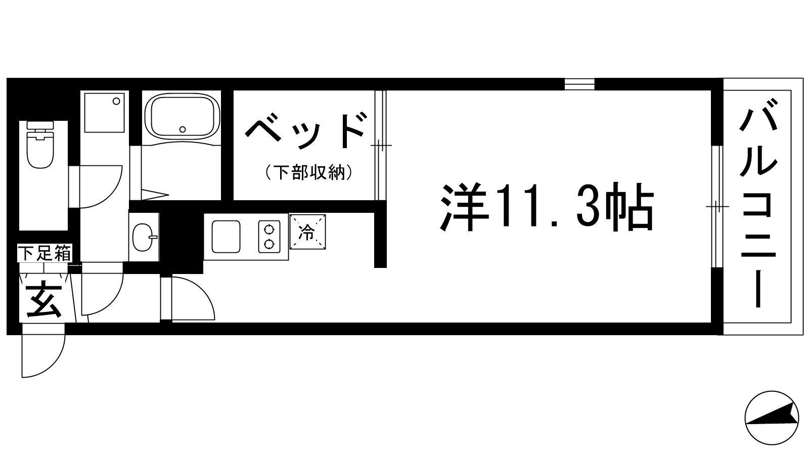 レオネクストルシェリア(ワンルーム/1階)の間取り写真