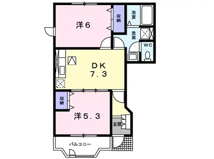 レフィナードI(2DK/1階)の間取り写真