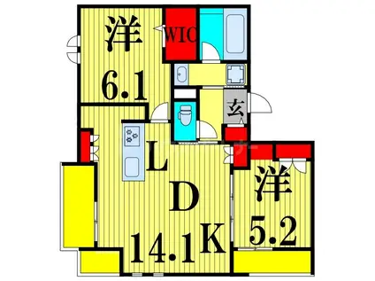 NOBLE RYUSEN(2LDK/2階)の間取り写真