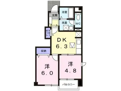 サニーパーク・KII(2DK/1階)の間取り写真