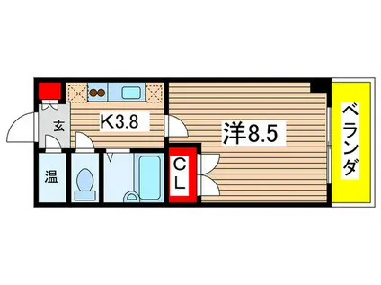 ボヌールII(1K/5階)の間取り写真