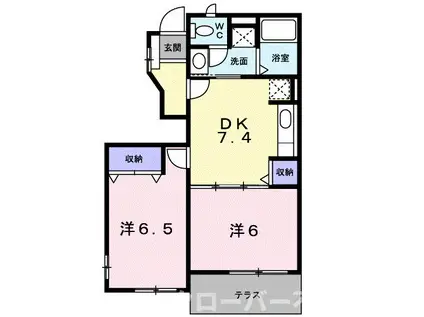 メゾン・ド・ヴァースト I(2DK/1階)の間取り写真