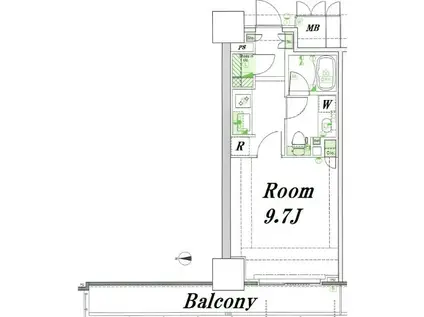 品川タワーフェイス(1K/4階)の間取り写真