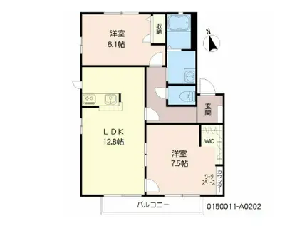 プリムロウズフラットA棟(2LDK/2階)の間取り写真