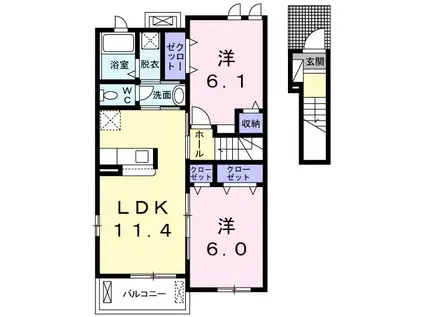 アプローズB(2LDK/2階)の間取り写真
