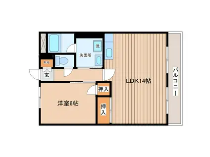 メゾンドール貴富称(1LDK/2階)の間取り写真