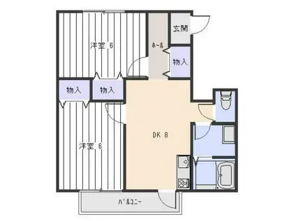 ソフィア A(2DK/1階)の間取り写真