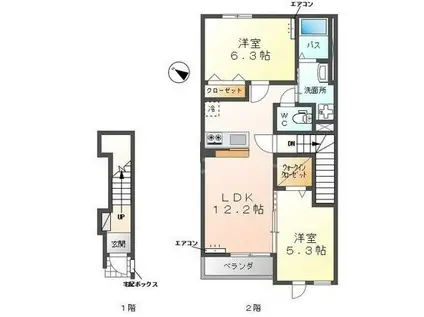 KAKINOKI TERRACE(2LDK/2階)の間取り写真