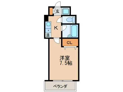 プレズントヨシダ(1K/6階)の間取り写真
