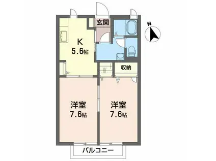 アーバンライフ(2K/2階)の間取り写真