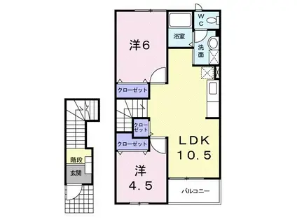 エレナーデ(2LDK/2階)の間取り写真