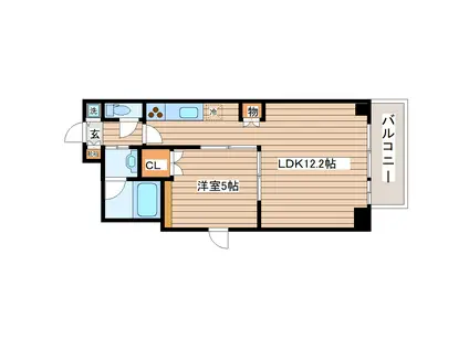 プラウドフラット五橋(1LDK/8階)の間取り写真