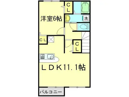 RUHA-CHI 藤ルハ-チ(1LDK/2階)の間取り写真