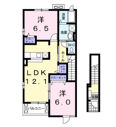 ベルビューコート舞原I(2LDK/2階)の間取り写真