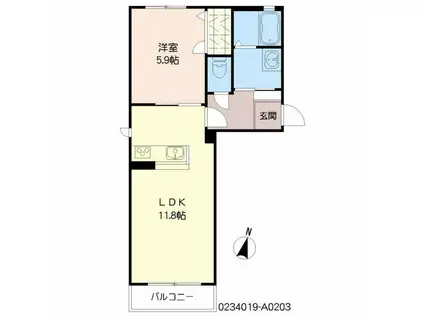 シャーメゾン和(1LDK/1階)の間取り写真