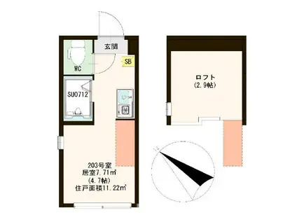 ハーモニーテラス桜台II(ワンルーム/2階)の間取り写真