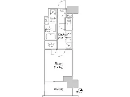 カナルフロント芝浦(1K/2階)の間取り写真