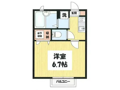 ポレール代沢(1K/2階)の間取り写真