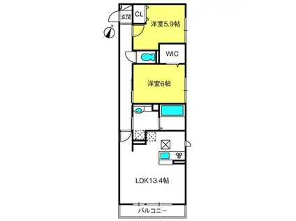 CRECIA(2LDK/2階)の間取り写真