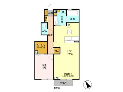 シャルマン(1LDK/1階)の間取り写真