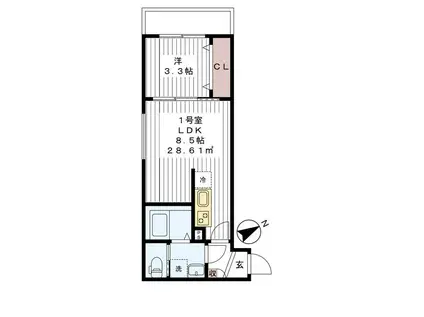 プランドールメゾン(1LDK/1階)の間取り写真