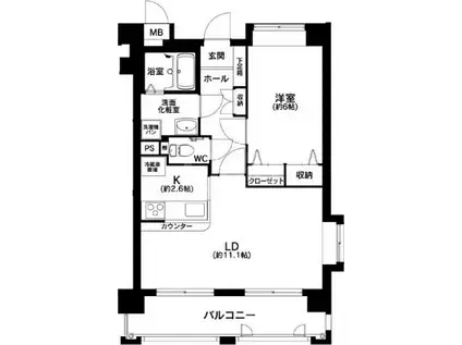 アイ・ビー・ビーウィル姪浜(1LDK/4階)の間取り写真