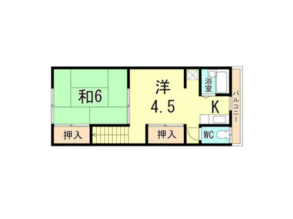 稲葉ハウス(1DK/2階)の間取り写真