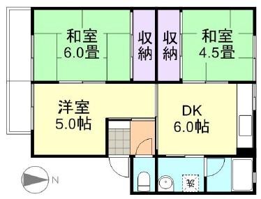 ハーベスト川入(3DK/2階)の間取り写真