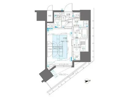 ZOOM新宿御苑前(1K/6階)の間取り写真