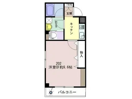 ウエストレジデンス(1K/2階)の間取り写真