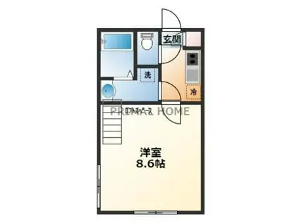 アークアンシエル(ワンルーム/2階)の間取り写真