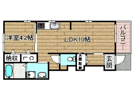 ガーデンフロント槻(1LDK/1階)の間取り写真