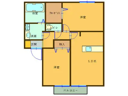 セジュール四季B棟(2LDK/2階)の間取り写真