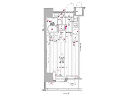 ガーラ・ヴィスタ日本橋浜町(1K/8階)の間取り写真