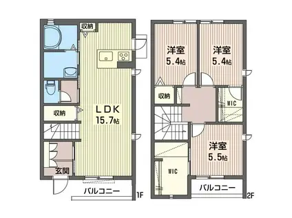 スリーブランチ C(3LDK/1階)の間取り写真