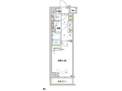 スカイコートグレース新宿中落合(1K/2階)の間取り写真