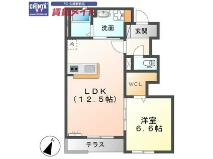 ラピュタ七番館(1LDK/1階)の間取り写真