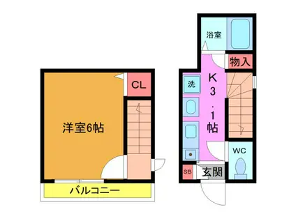 ハピネス浦安(1K/1階)の間取り写真