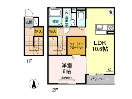 MINETTEI(1LDK/2階)の間取り写真