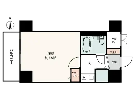 ライオンズマンション綾瀬谷中公園(1K/5階)の間取り写真