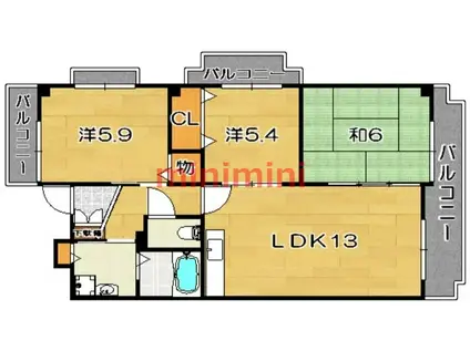 ヴァーサ21(3LDK/6階)の間取り写真