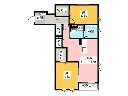 レフィーノティエラ(2LDK/2階)の間取り写真