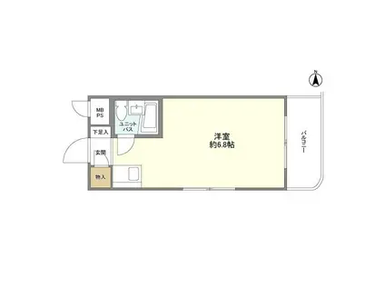 西新宿ダイヤモンドパレス(ワンルーム/2階)の間取り写真