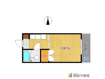 サニーヒル西新(1K/1階)の間取り写真